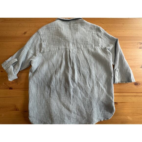 Ann Klein Gauzy Cotton Button Up Top Women Large Beach Summer Comfy Loose Trip - Picture 4 of 16